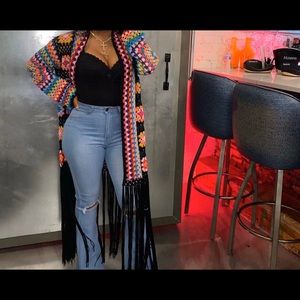 Colorful Full Crochet Cardigan